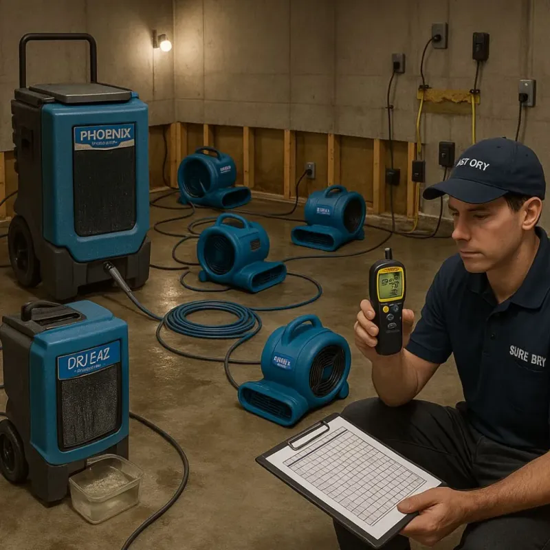 Structural Drying and Dehumidification process in Costa Mesa, CA
